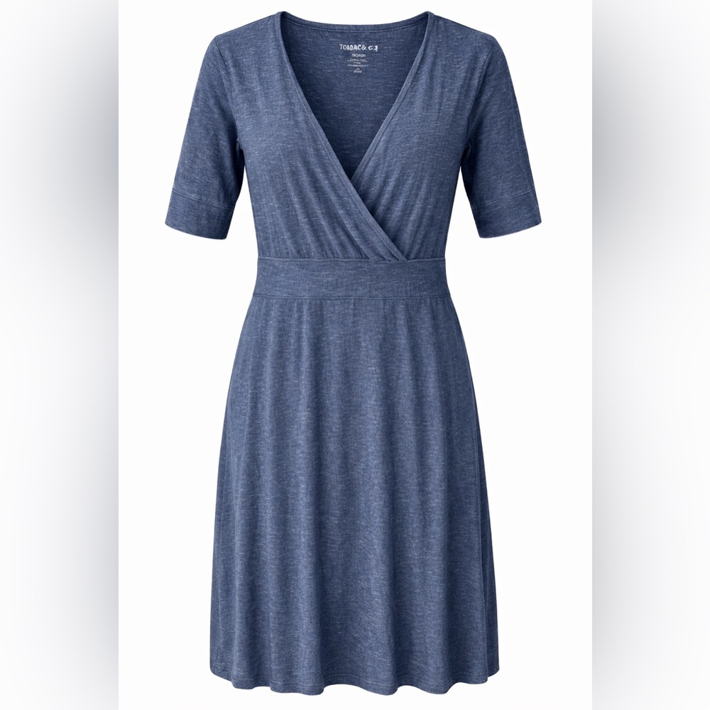 Toad&Co Eco Wrap Dress Organic Cotton TENCEL Blend Medium